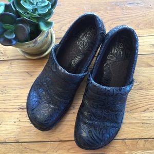B.O.C. Born Concepts Tooled Leather Black Clogs